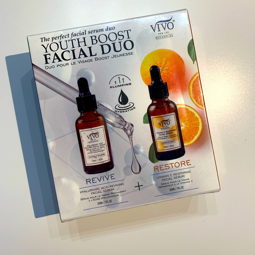 Vivian Per Lei Botanical. New, still plastic wrapped Youthful Boost Facial Duo.